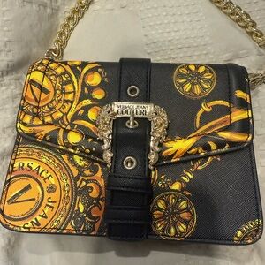 Versace Jeans Collection Black and Gold Crossbody Bag